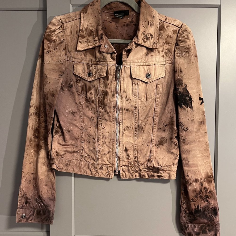 Vintage 2000s Diesel Women's Reverse Tie-Dye Canvas Denim Jacket Size Medium